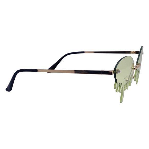 6071 | Green Drip Rimless Novelty Sunglasses - Picture 2 of 5